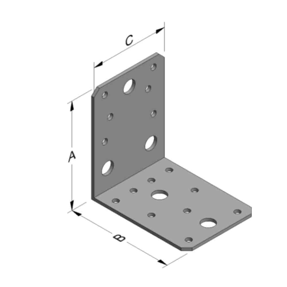 Vinkelbeslag 88 x 88 x 65 x 2,5 mm uden ribbe-0