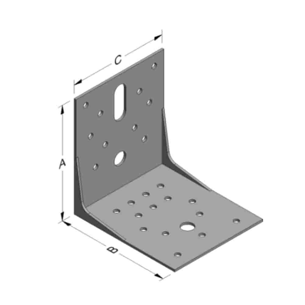 Vinkelbeslag 100 x 100 x 90 x 2 mm med ribbe-0