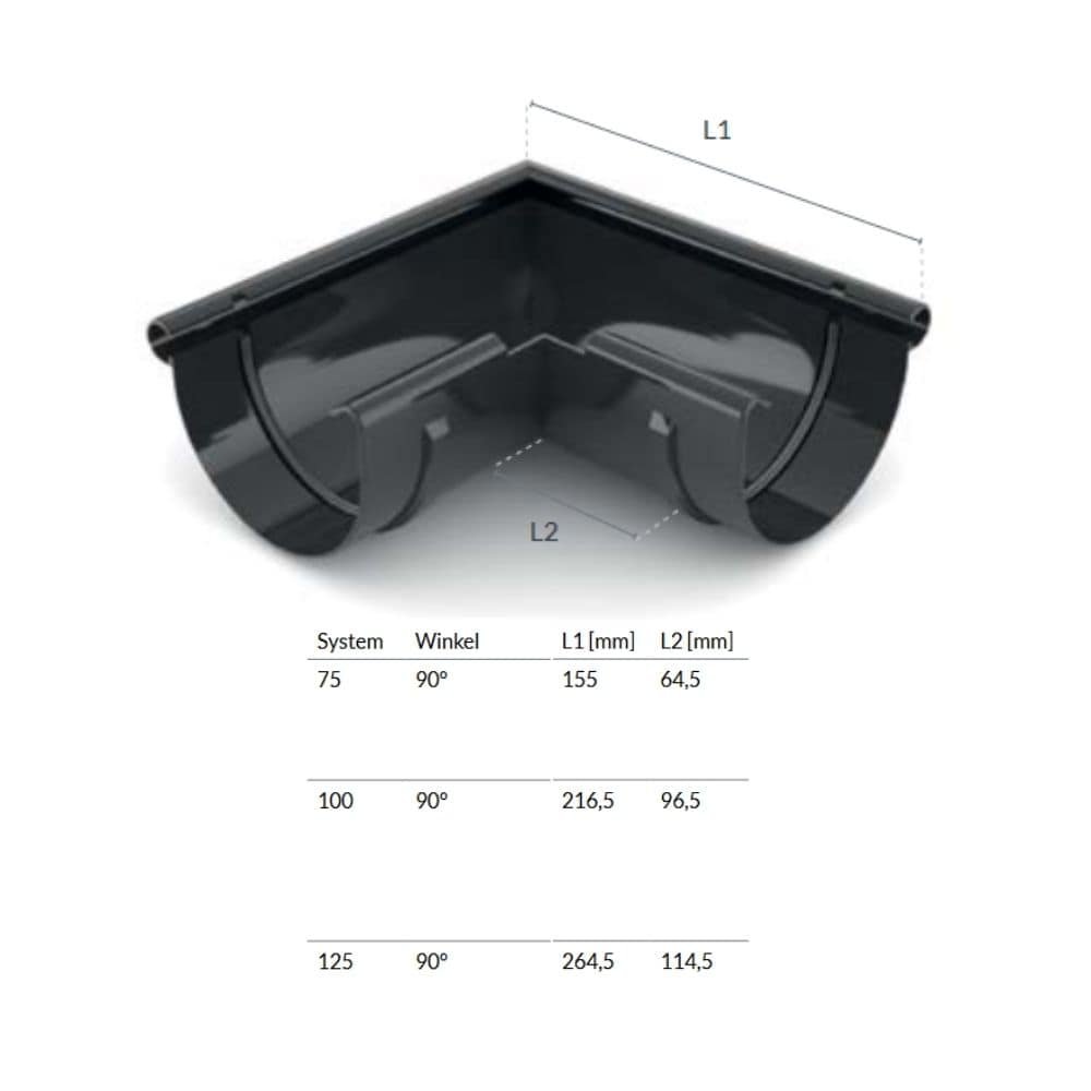 Hjørnestykke Udvendig 90° brun System 75-0