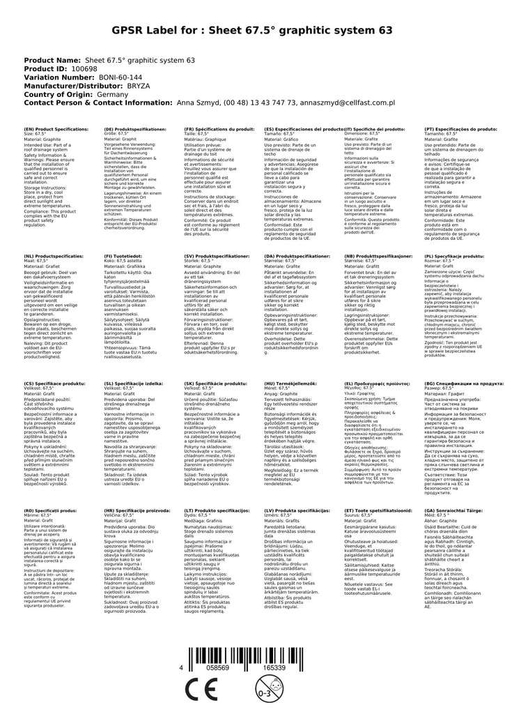 Bøjning 67, 5° grafit System 63-1