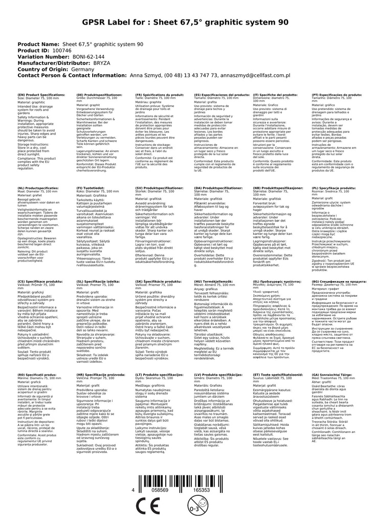 Bøjning 67, 5° grafit System 90-1