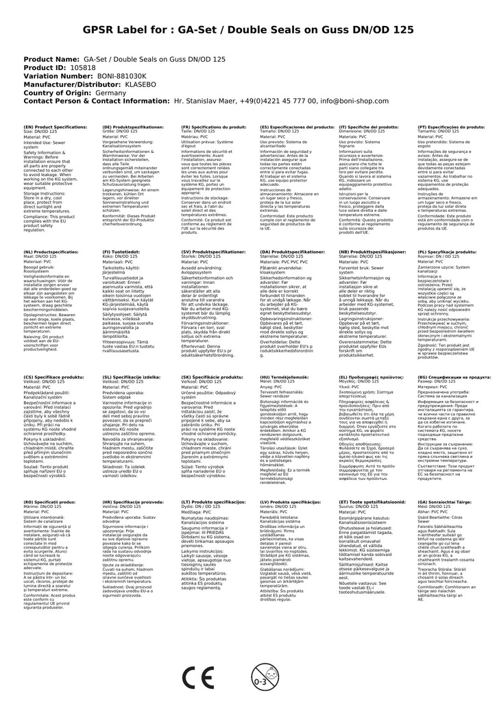 GA-sæt / Dobbeltpakninger på støbejern DN/OD 125-3