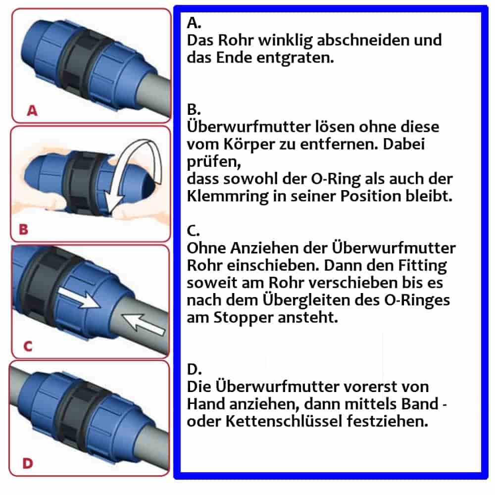 PP PE Rohr Verschraubung T-Stück 32 x 1/2" IG x 32-2