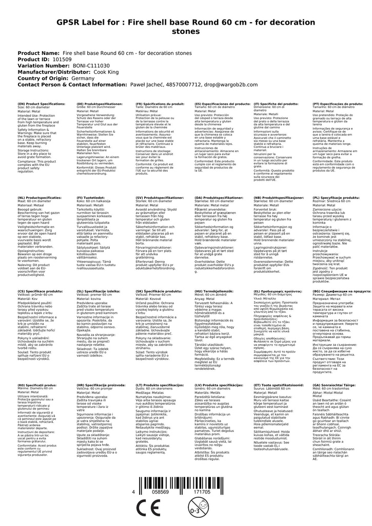 Ildskålsbase Rund 60 cm - til Dekorationssten-1