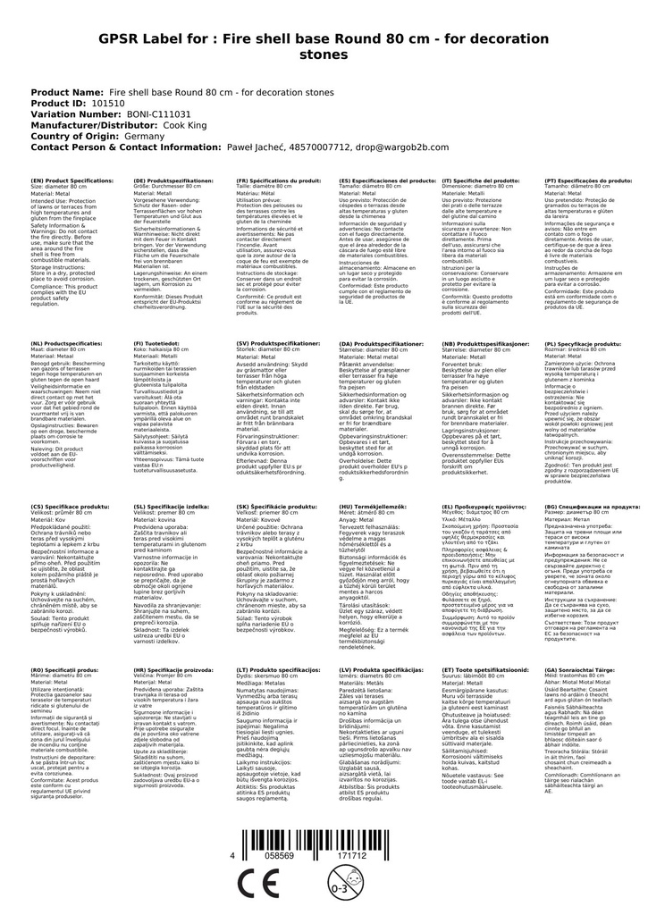 Ildskålsbase Rund 80 cm - til Dekorationssten-1