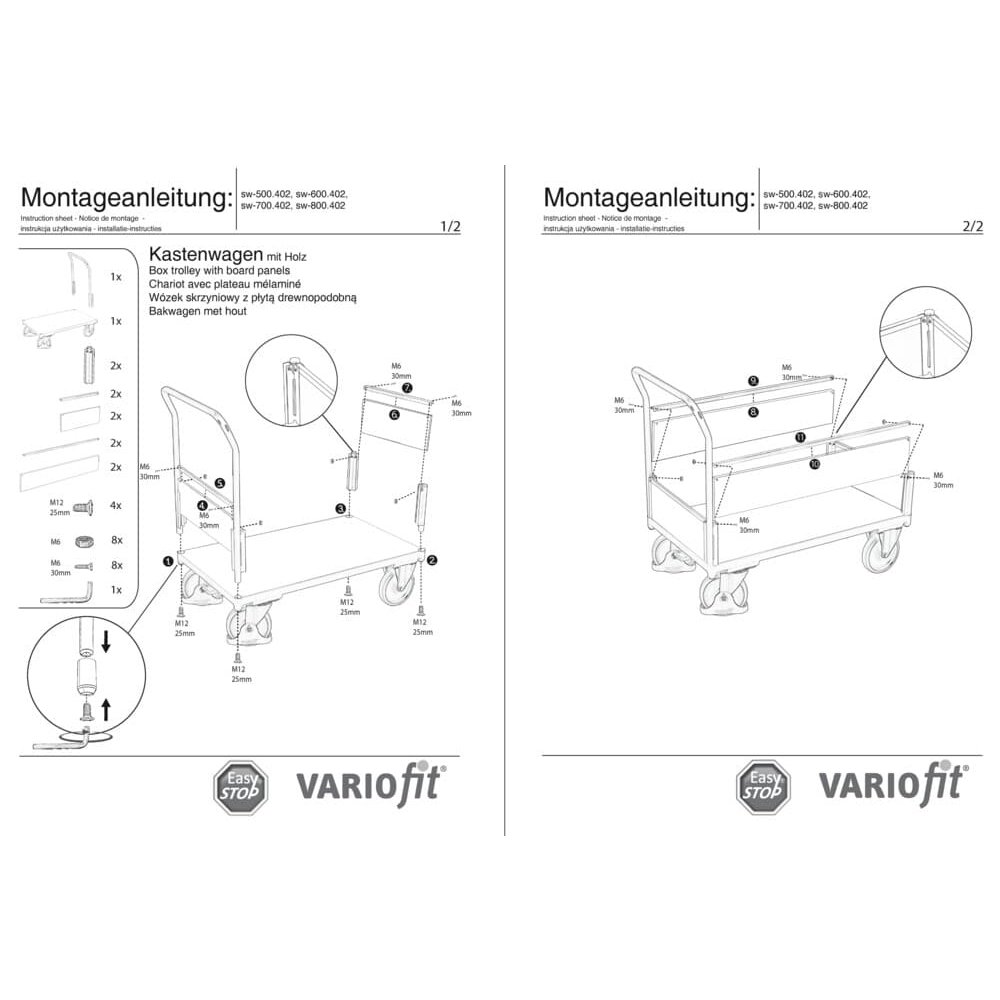 Kassen- / Bøjlevogn Typ M + EasySTOP-0