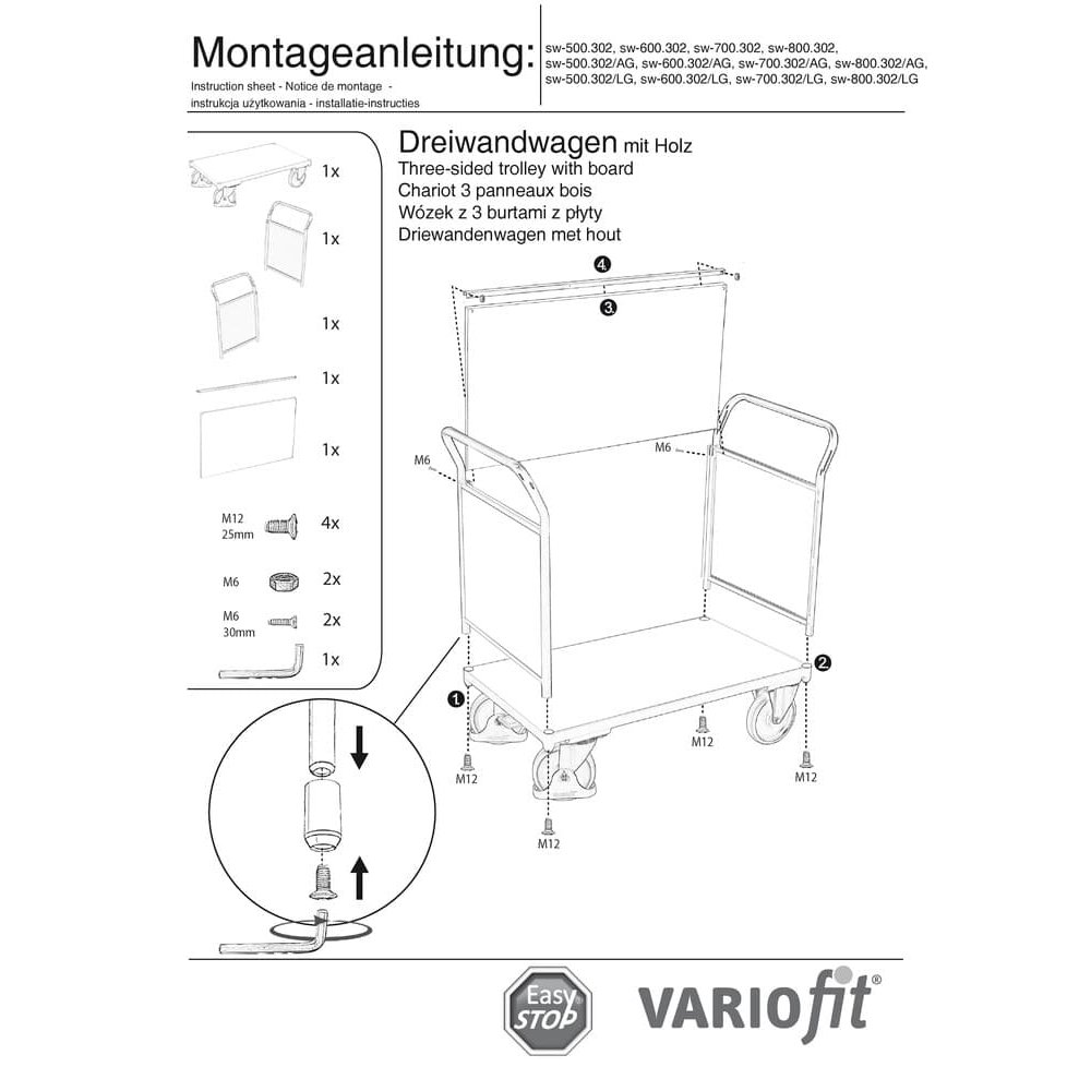 Dreiwandvogn 500 kg Typ L + EasySTOP-0