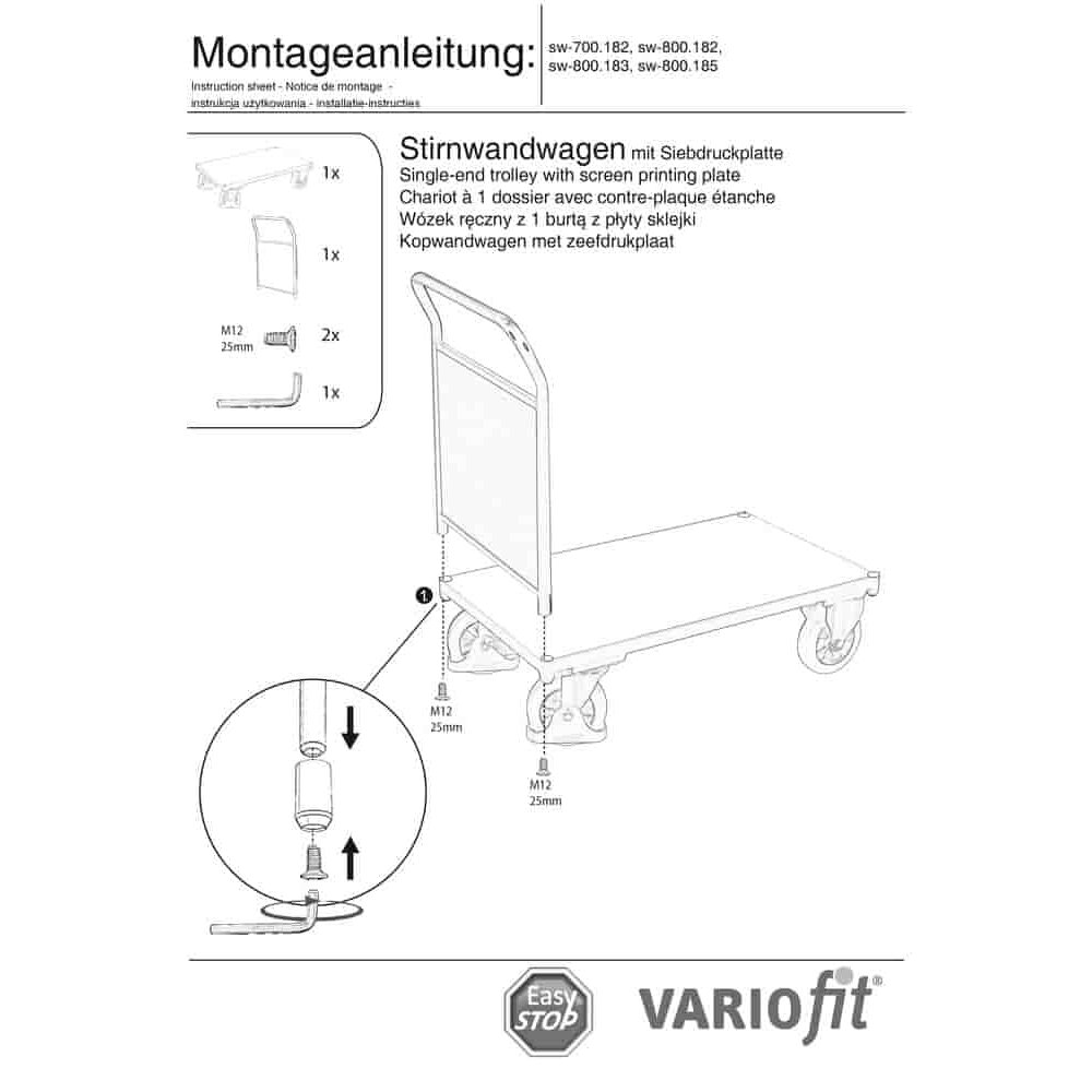 Stirnwandvogn 1000 kg Typ M + EasySTOP-0