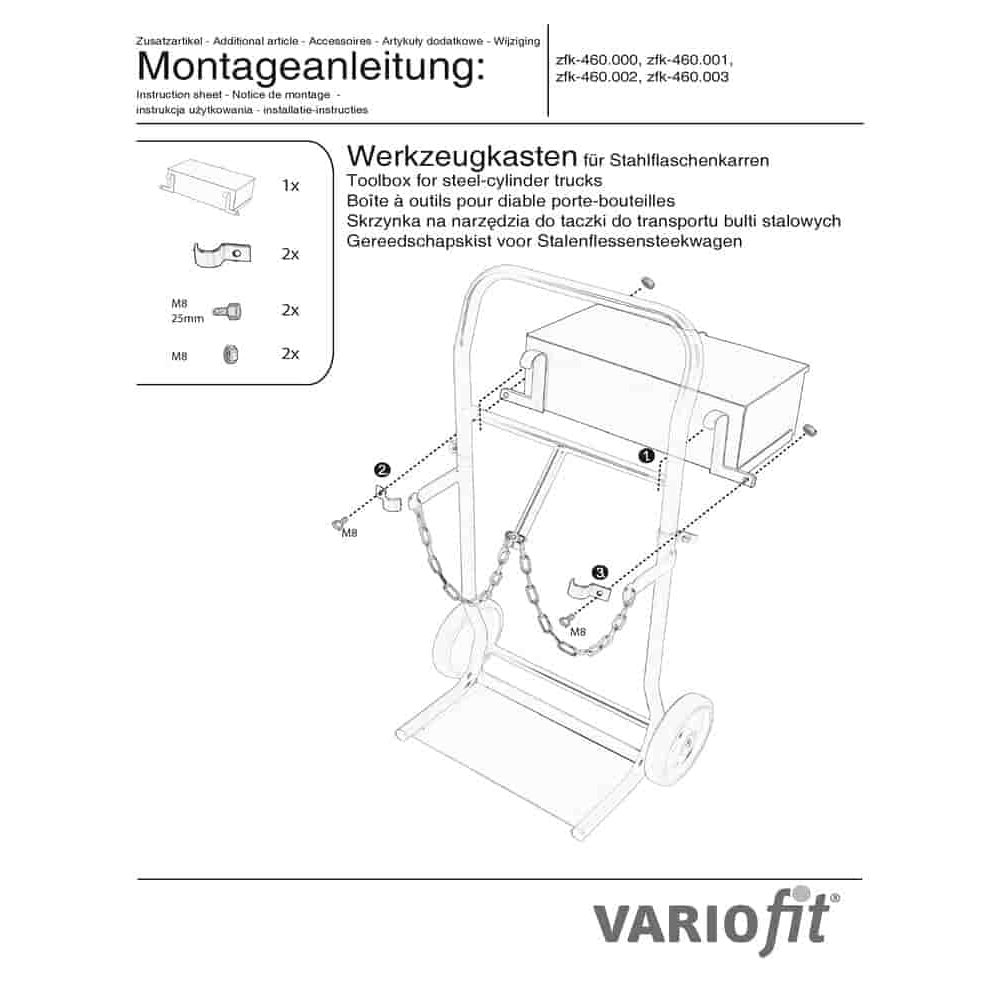 Værktøjskasse til stålflaskekarre fk-1100 / 1101-2