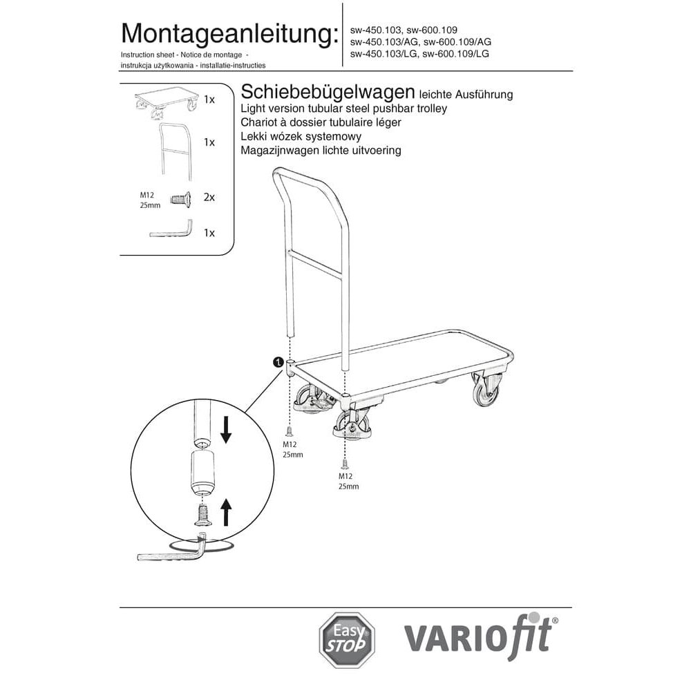 Skubbebøjlevogn 200 kg Typ M + EasySTOP-0