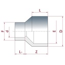 PVC - U Reduktion lang 40-32mm x 20 mm PN16-0