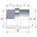 PVC-U overgang muffe x AG 25-20mm x 1/2" PN10-0