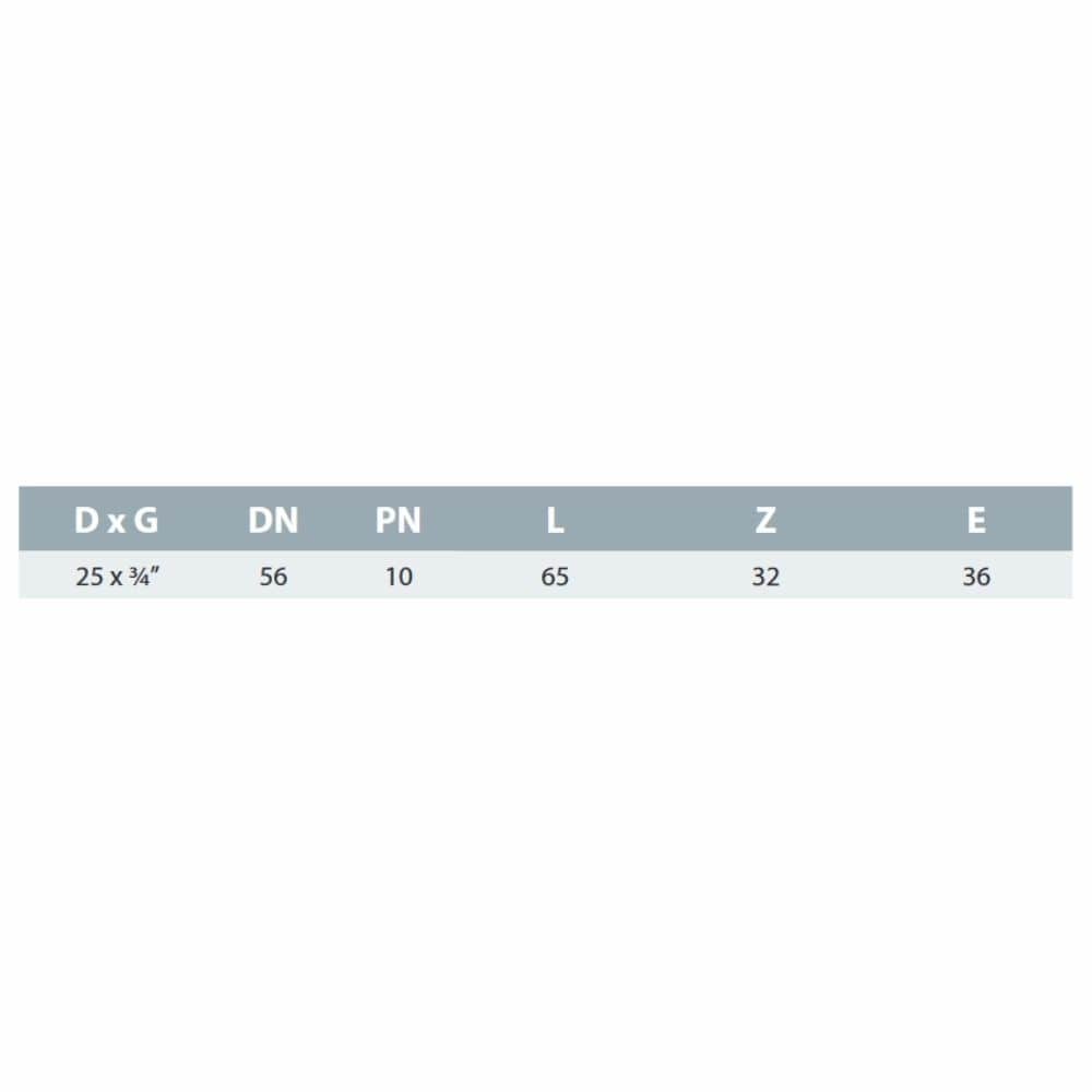 PP PE Rør Fittings 90° Vægbeslag 25 x 3/4" IG-1