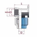 PP PE Rør Fittings 90° forstærket Vægbeslag 25 x 3/4" IG-0