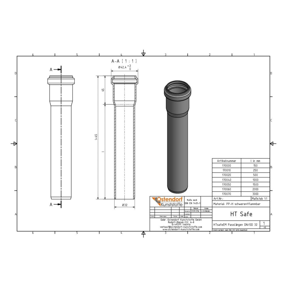 HTsafeEM DN/OD 32 x 1500 mm-1