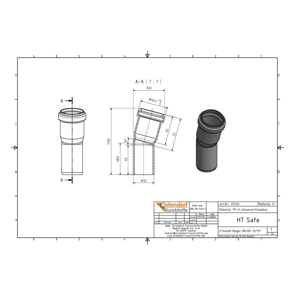 HTsafeB Bøjning DN/OD 32 30 Grad-1