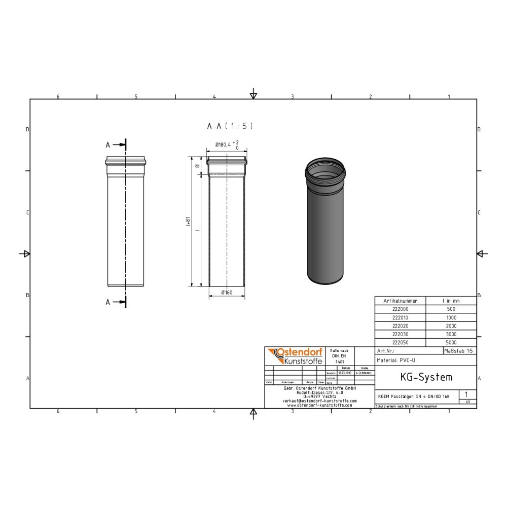 KGEM Rør SN 4 DN/OD 160 x 2000 mm-1