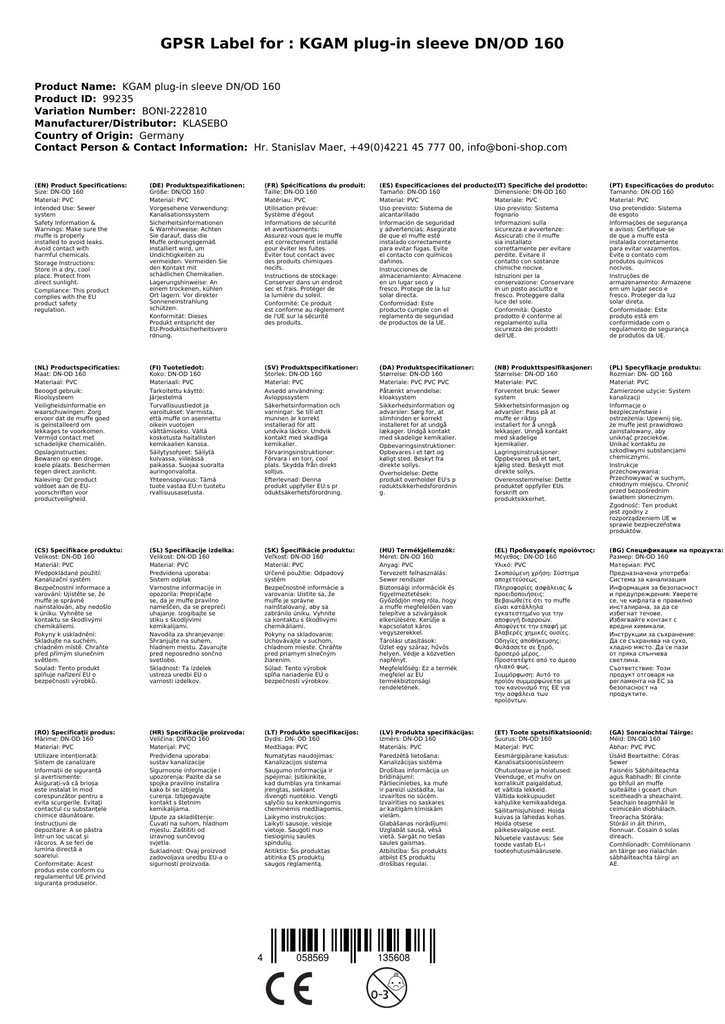 KGAM Påstikmuffe DN/OD 160-3