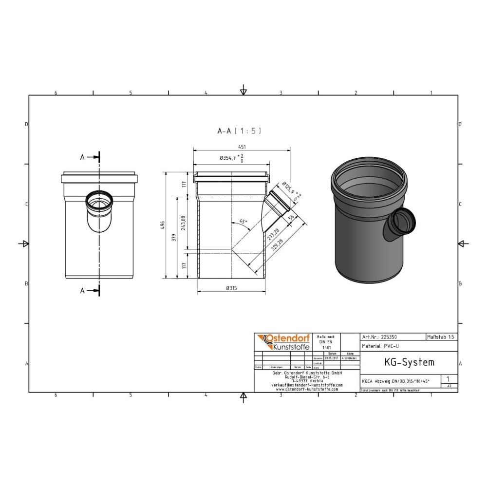 KGEA Gren DN/OD 315/110 45 grader-1