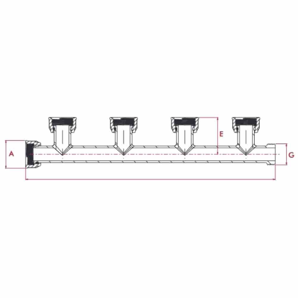 PVC Udstrømningsfordeler 4 udgange 1-3