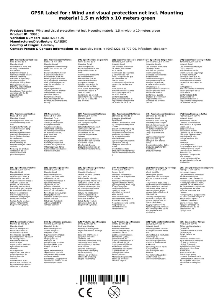 Vind- og synsbeskyttelsesnet inkl. fastgørelsesmateriale 1,5 m bredde x 10 meter grøn snor-3