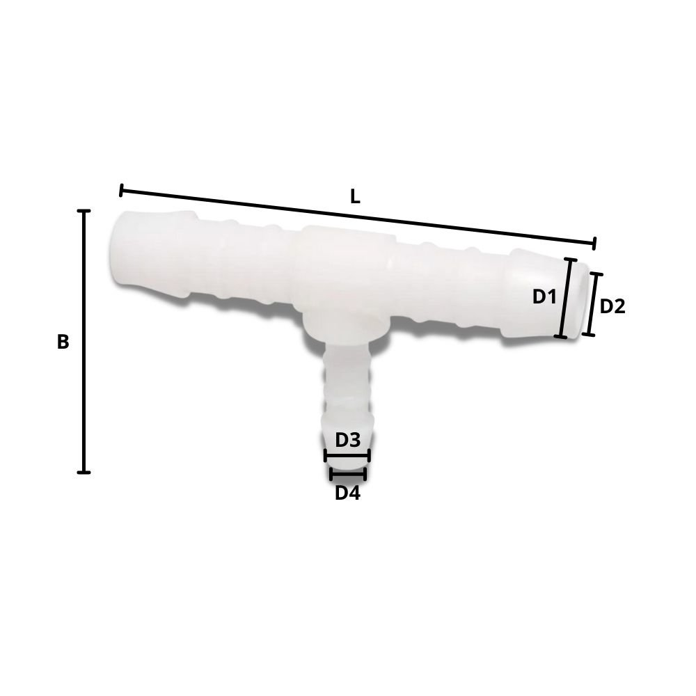 Slangeforbinder Plastik T-stykke reduceret 6 mm x 4 mm x 6 mm-0