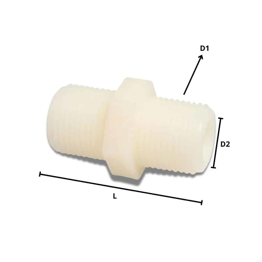 Slangeforbinder Plast Dobbeltstuds 1"-0