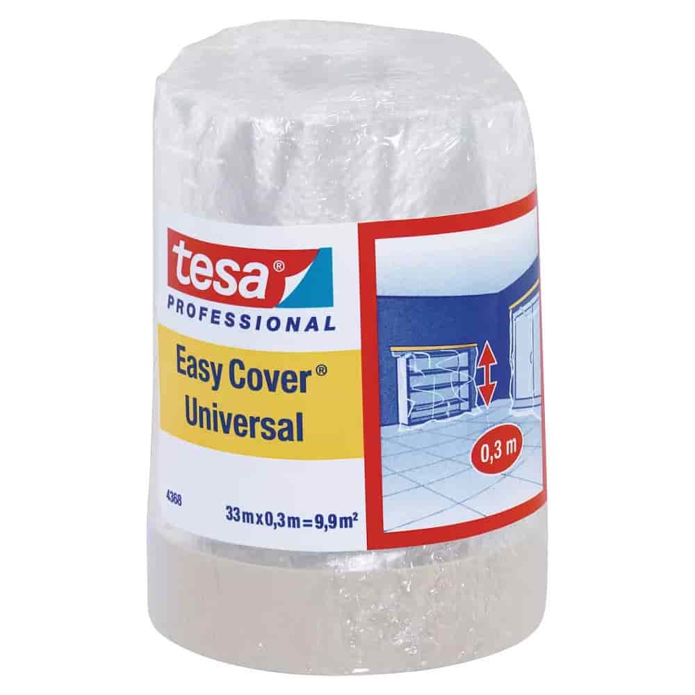 tesa Easy Cover 4368 Premium Malerkrepp med afdækningsfolie 300 mm x 33 m (lys beige-mat)