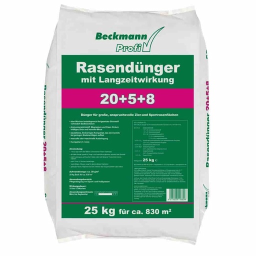 [BONI-boni1023] 25 kg græsgødning med langtidseffekt 20+5+8 Beckmann for ca. 830m²