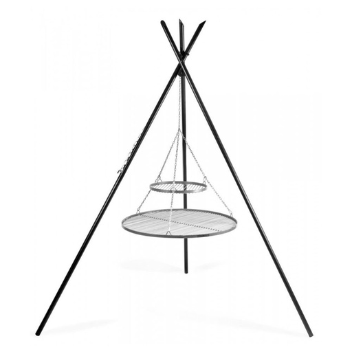 [BONI-C111448] Drejelig grill "TIPI" 210 cm + Dobbelt rist 70 cm og 40 cm i rustfrit stål