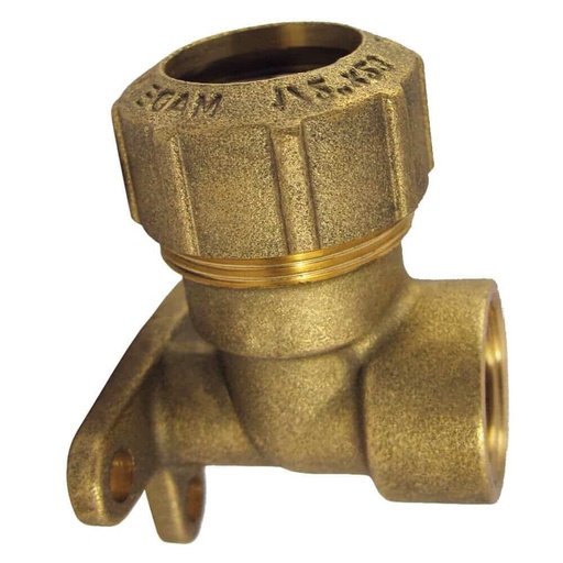 [BONI-34542K] Messing PE Rør Fittings 90° IG Vægbeslag 25x3/4"