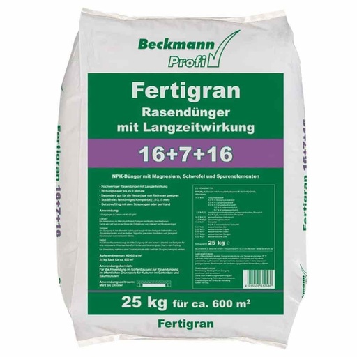 [BONI-42239] 25kg Plænegødning Fertigran 16+7+16 med Langtidseffekt til ca. 600m²