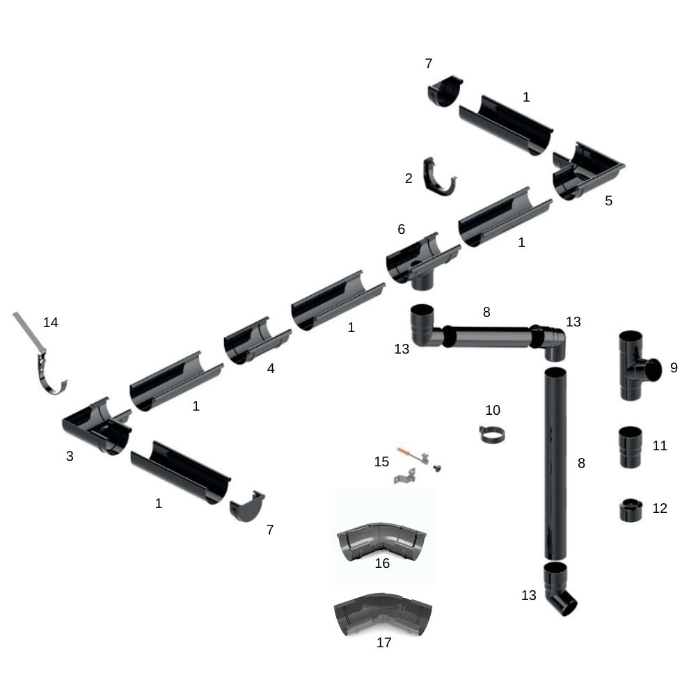 Tagrendehætte højre brun System 100-5