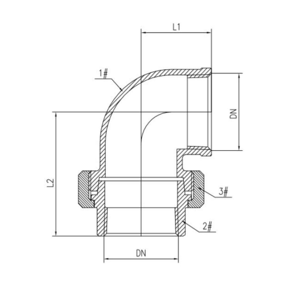 Gevindfitting Rustfrit Stål Vinkelbeslag 90° 1/2" IG Type konisk-1