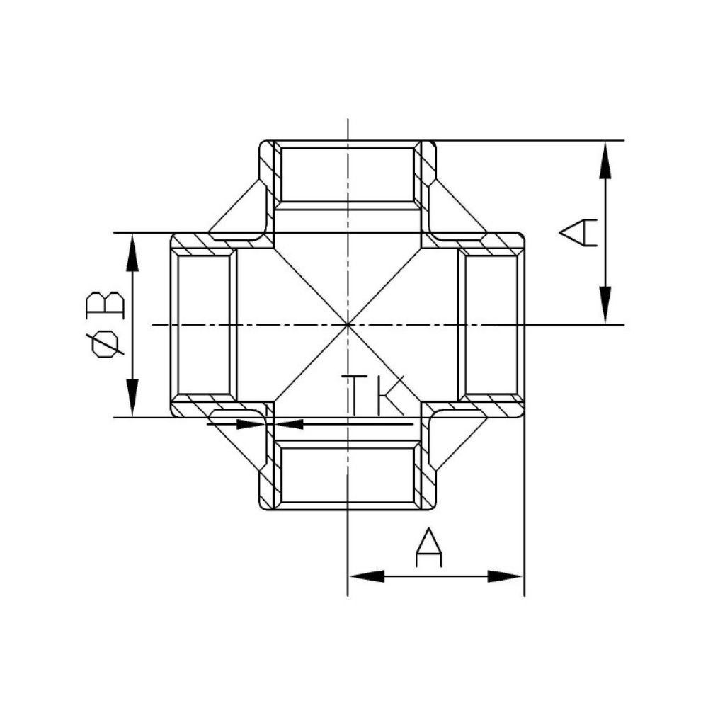 Gevindfitting Rustfrit Stål Krydsstykke 90° 1 1/2" IG-1