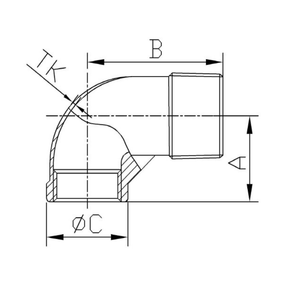 Gevindfitting Rustfrit Stål Vinkel 90° 1 1/2" IG x 1 1/2" AG-1