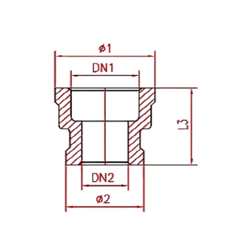 Gevindfitting Rustfrit Stål Reduktionsmuffe 1 1/2" IG x 1 1/4" IG-1