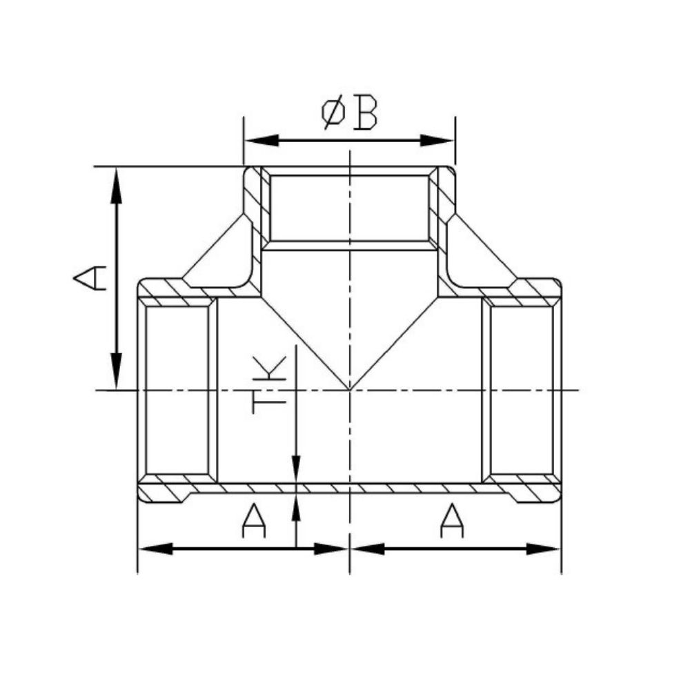 Gevindfitting Rustfrit Stål T-stykke 90° 1 1/4" IG-1